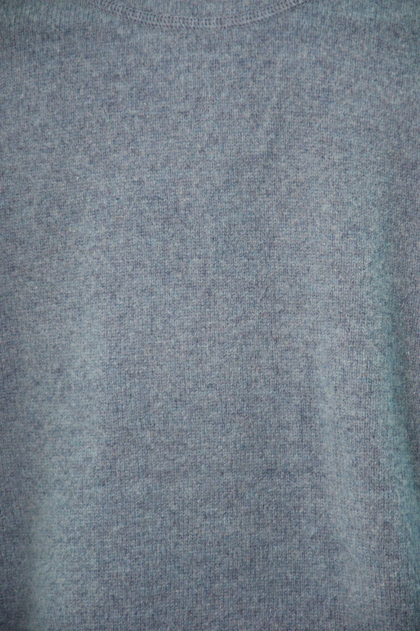 Dark Pewter Coverstitch Lambswool Blend Crew Jumper