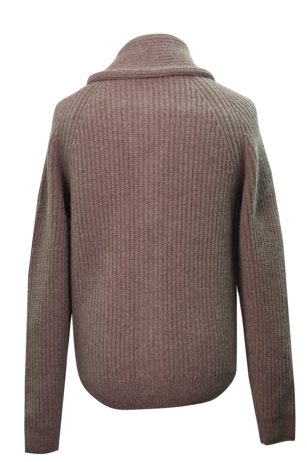 Walnut Heather Lambswool Blend Rib Shawl Cardigan