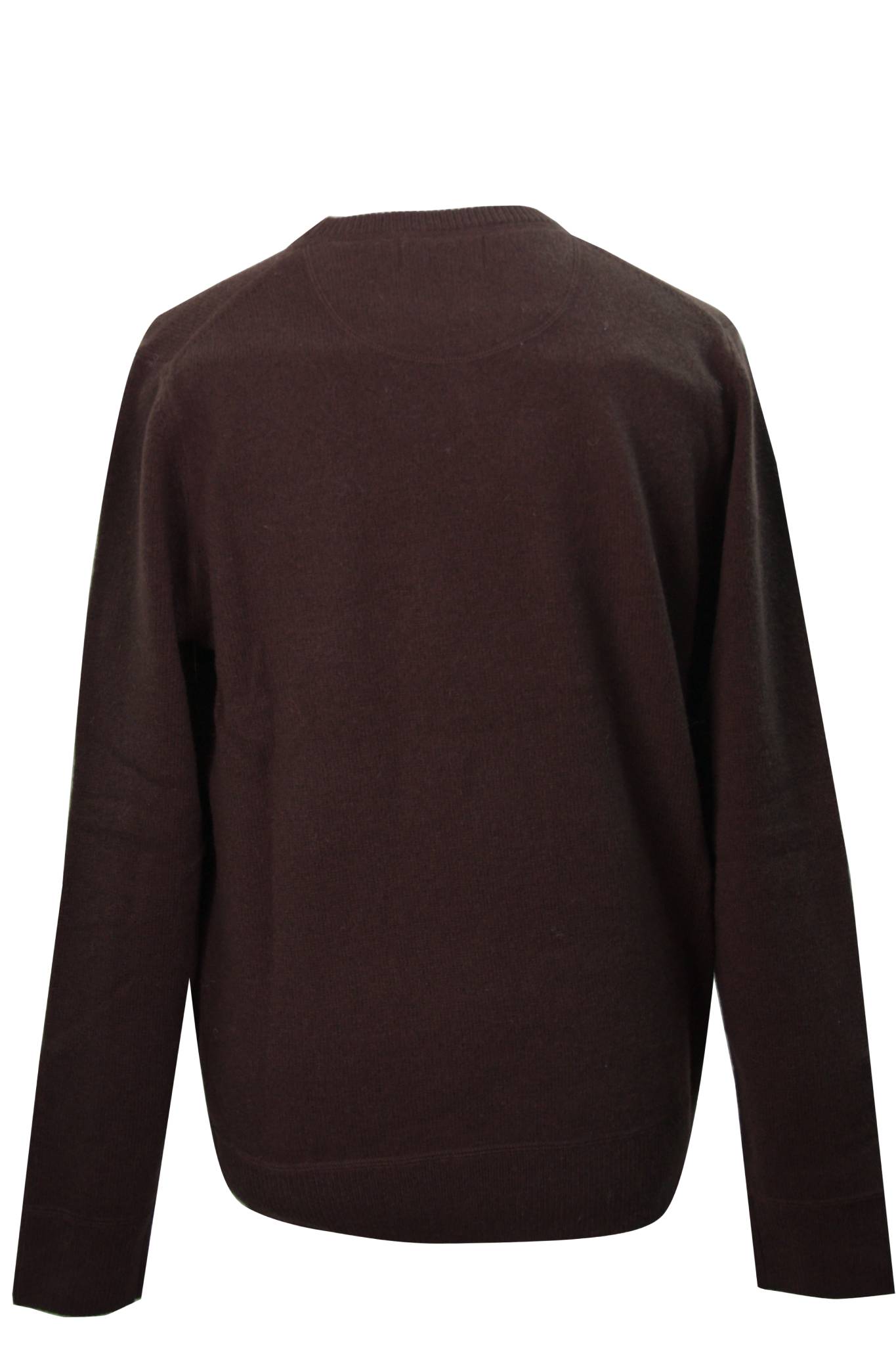 Coffee Bean Coverstitch Lambswool Blend Crew Jumper
