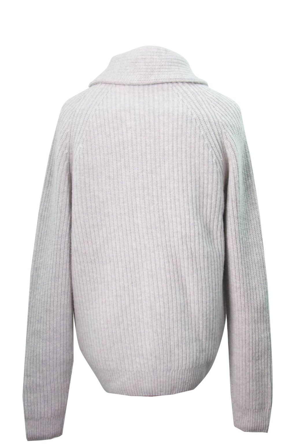 Grey Heather Lambswool Blend Rib Shawl Cardigan