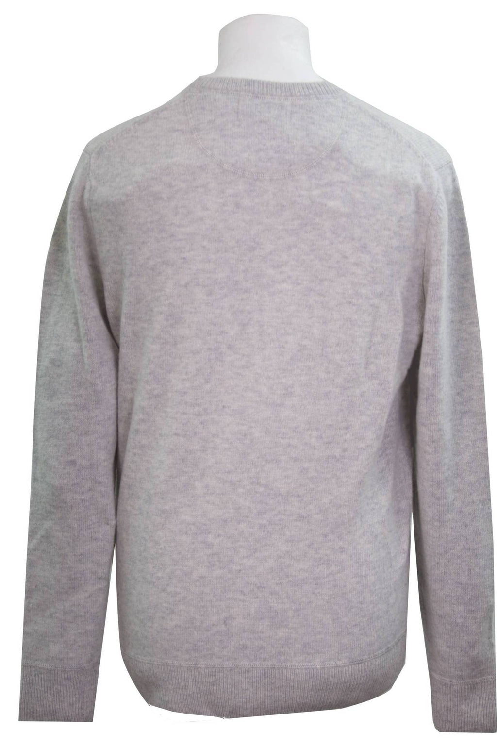 Light Grey Coverstitch Lambswool Blend Crew Jumper