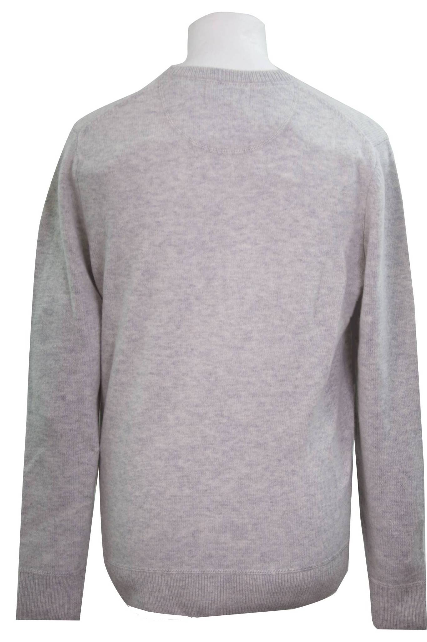 Light Grey Coverstitch Lambswool Blend Crew Jumper