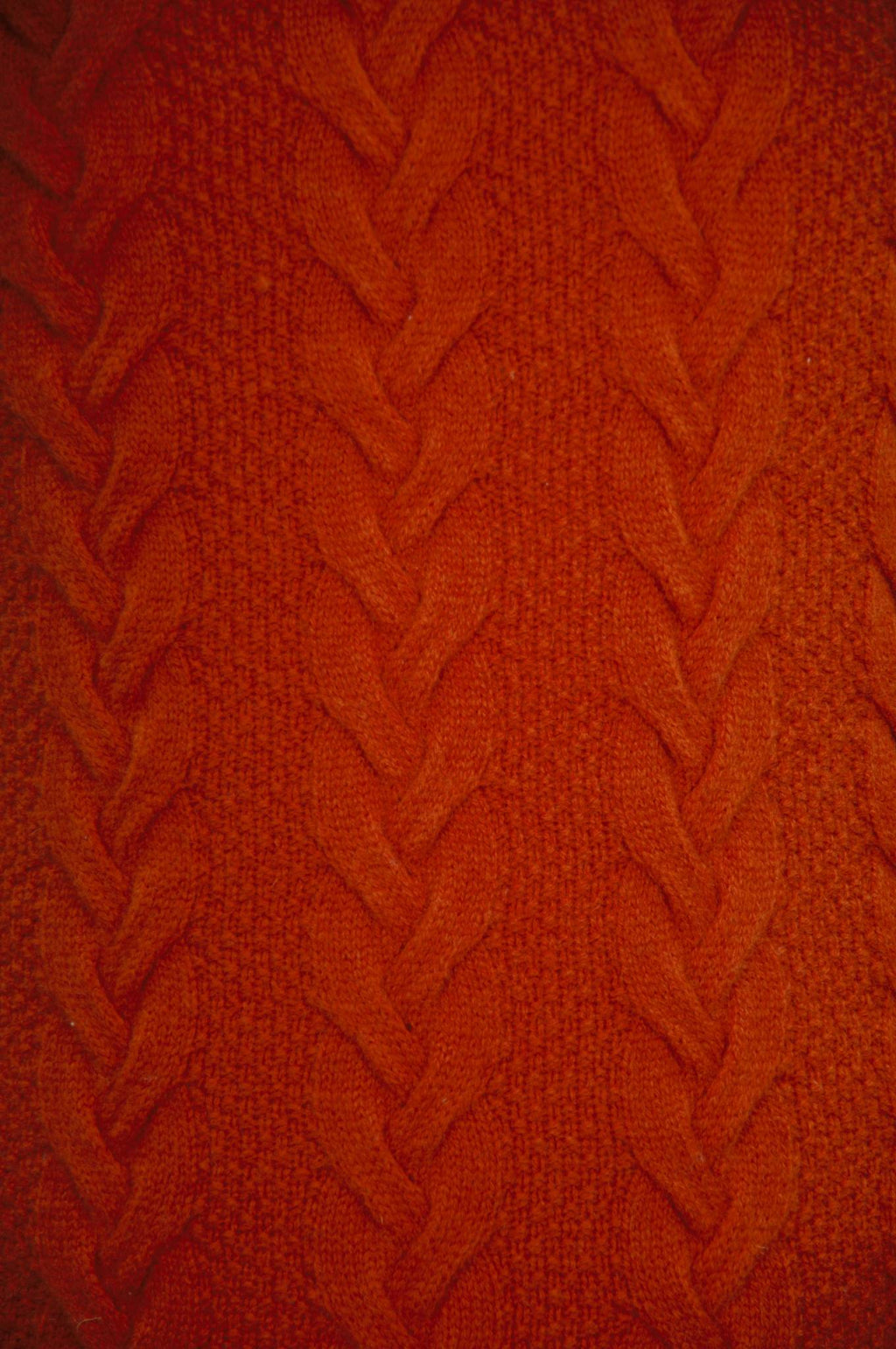 Orange Lambswool Cable Knit Crew Neck Sweater