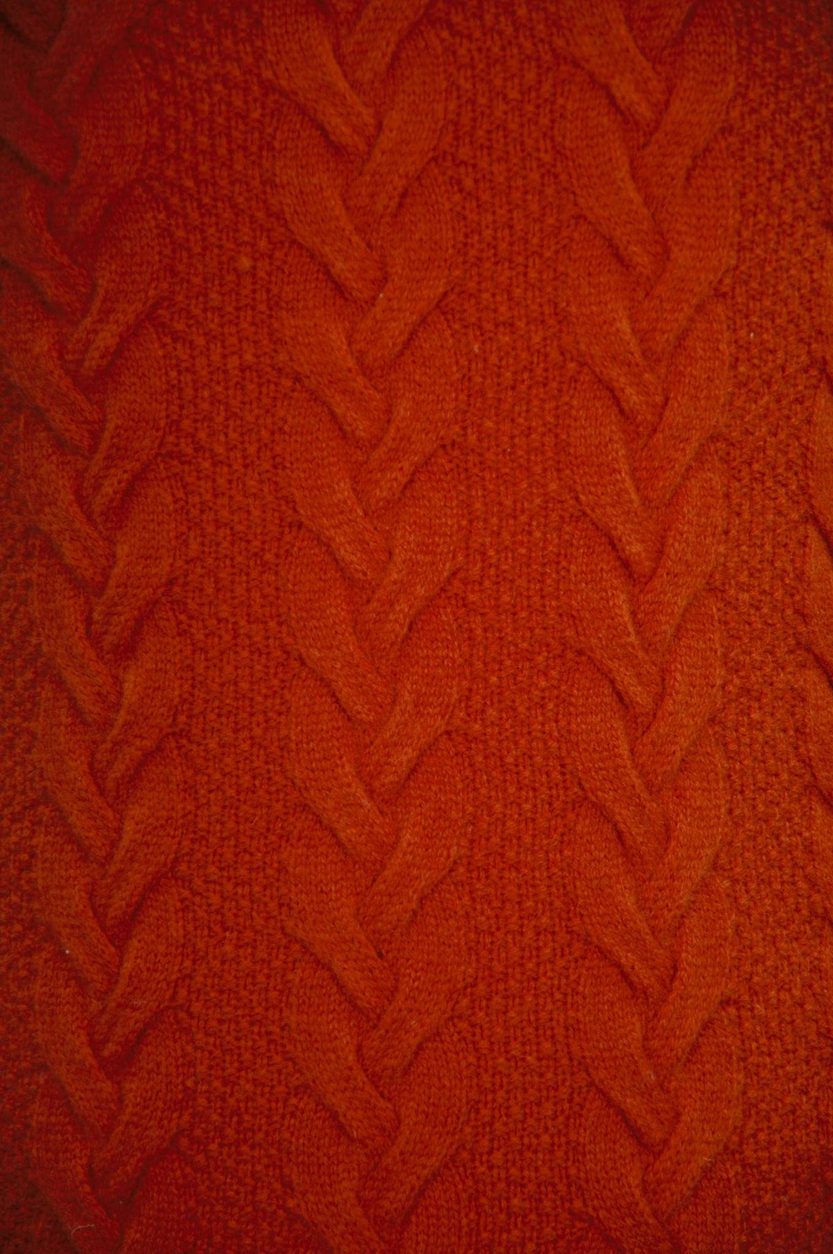 Orange Lambswool Cable Knit Crew Neck Sweater