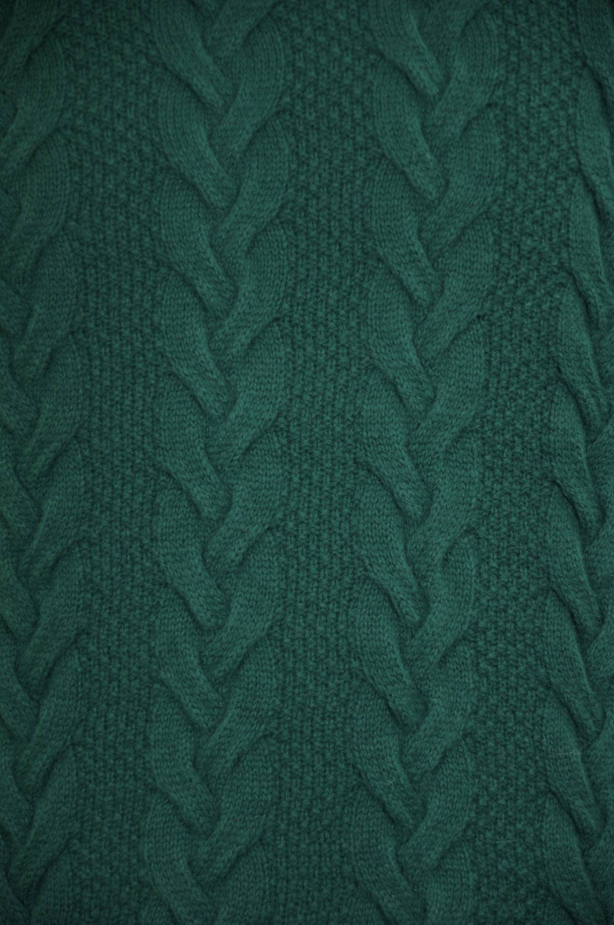 Emerald Lambswool Cable Knit Crew Neck Sweater