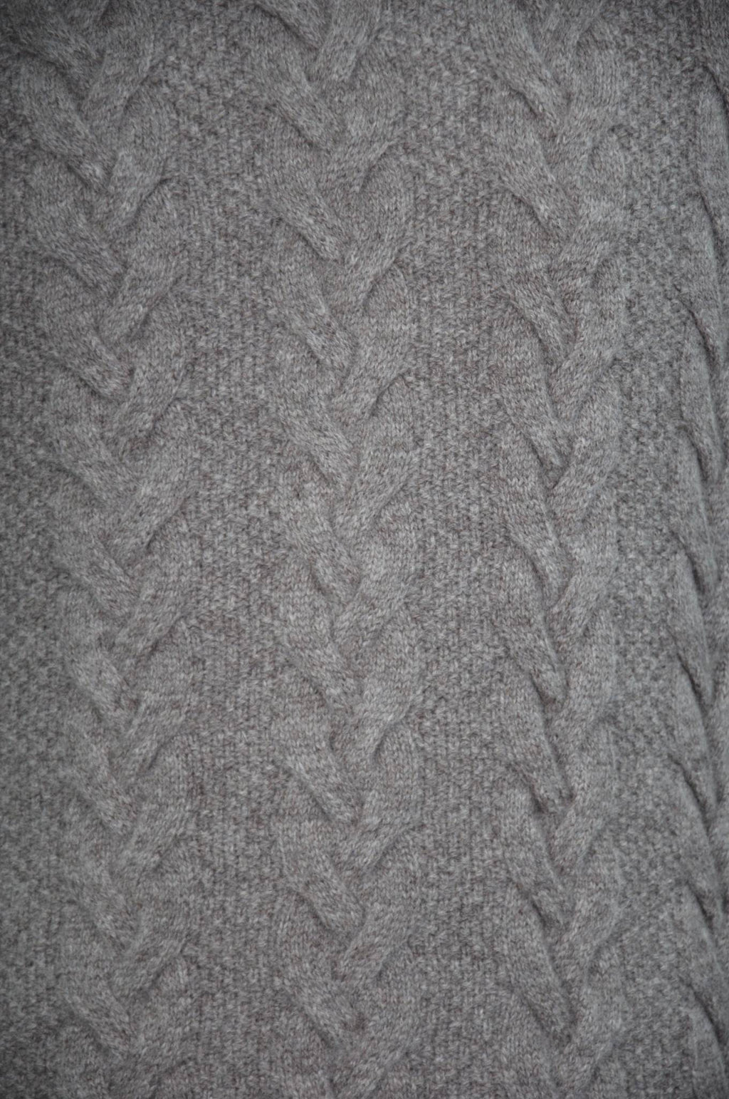 Tan Lambswool Cable Knit Crew Neck Sweater
