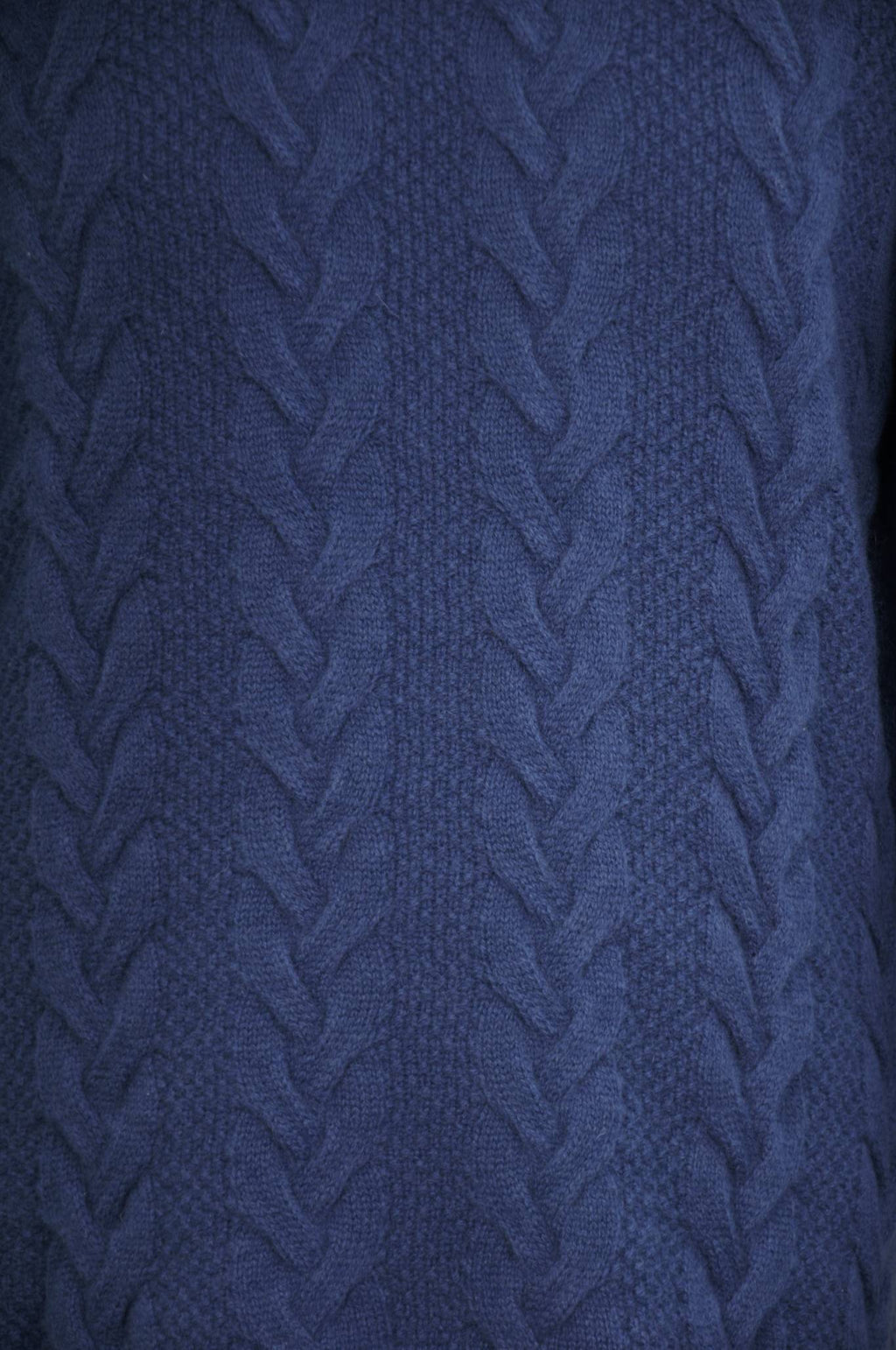 Pine Blue Lambswool Cable Knit Crew Neck Sweater