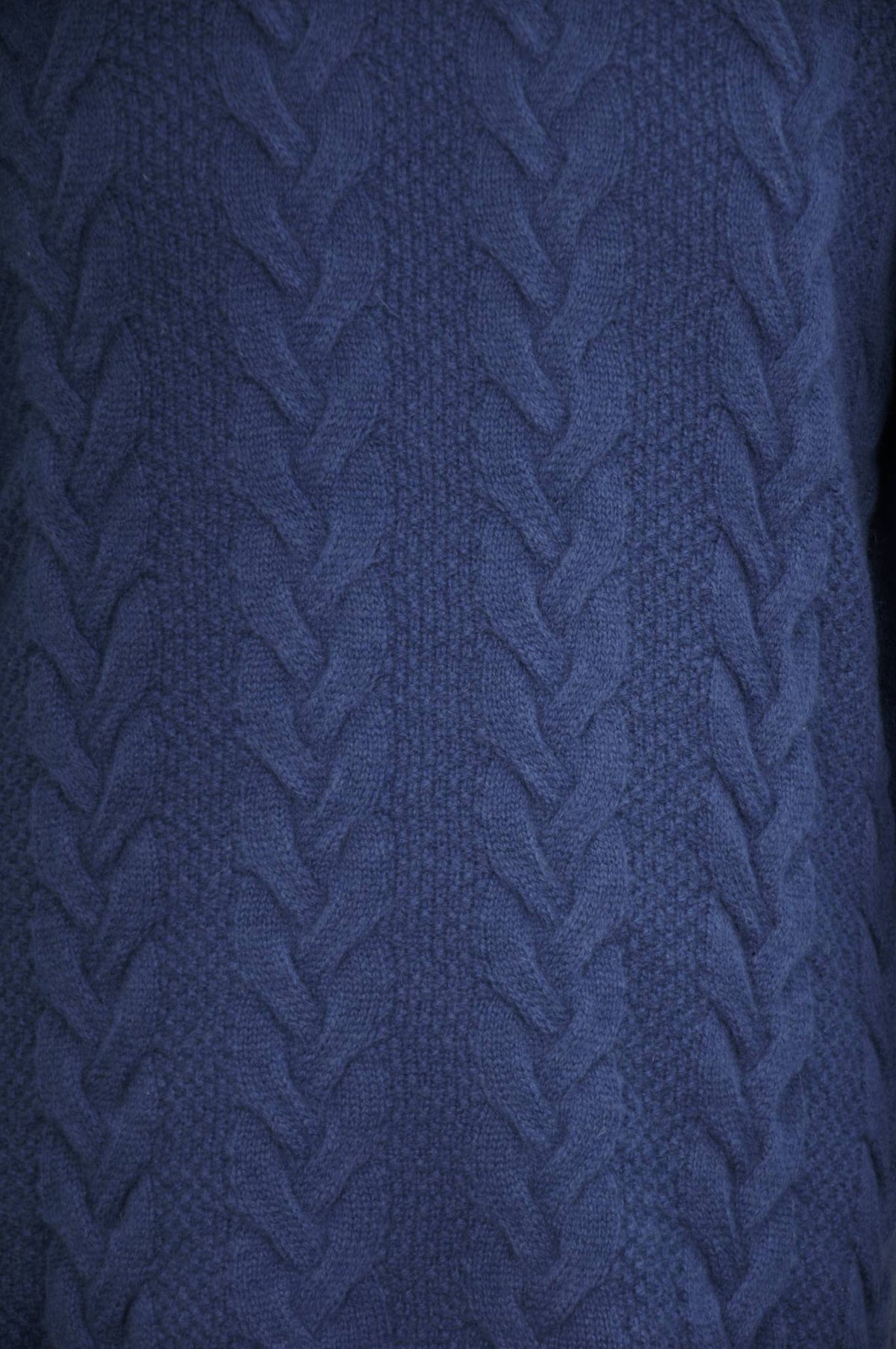Pine Blue Lambswool Cable Knit Crew Neck Sweater