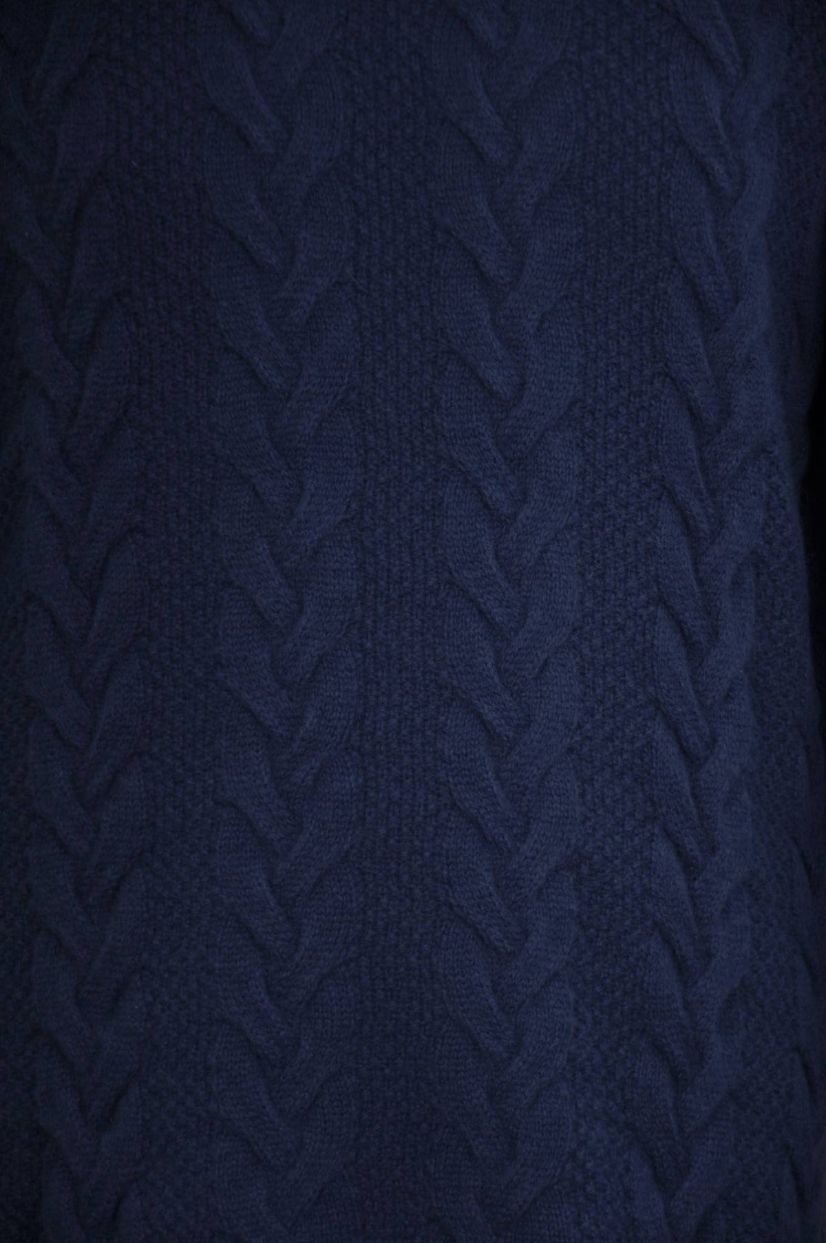 Navy Lambswool Cable Knit Crew Neck Sweater
