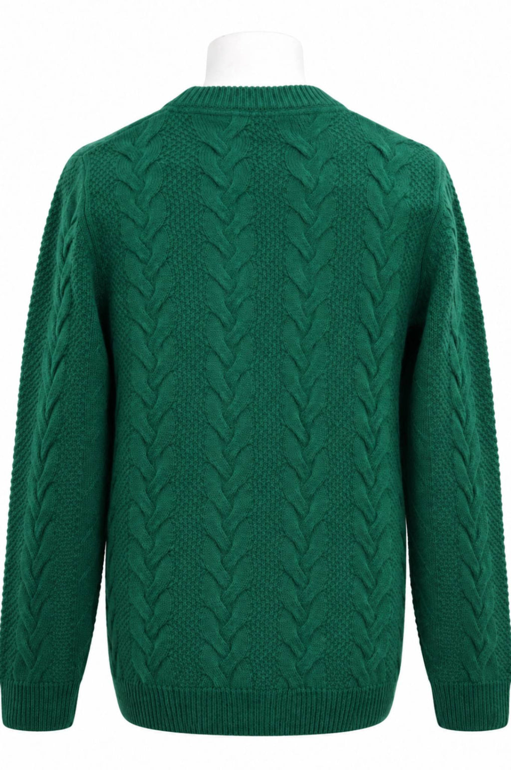 Emerald Lambswool Cable Knit Crew Neck Sweater