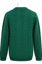 Emerald Lambswool Cable Knit Crew Neck Sweater