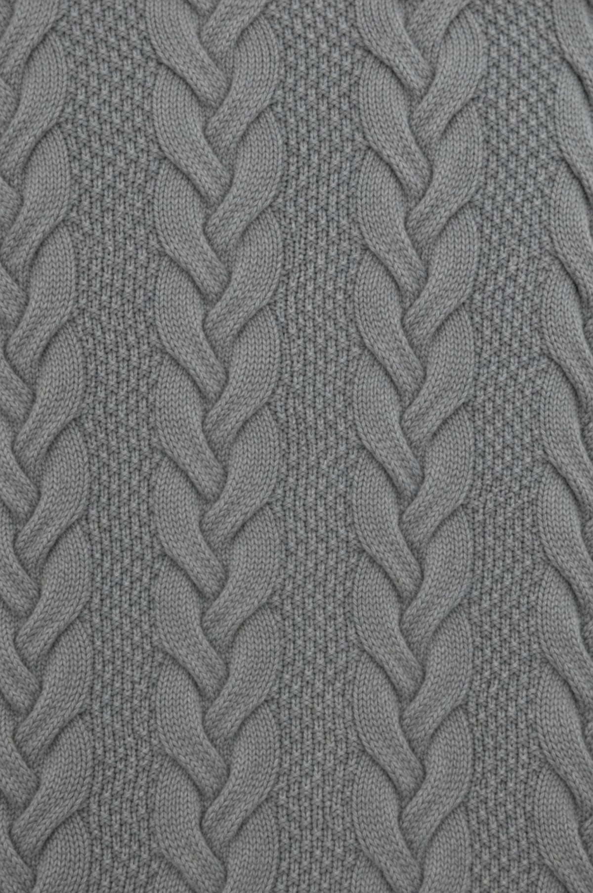 Grey Lambswool Cable Knit Crew Neck Sweater