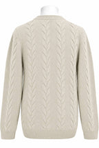 Off White Lambswool Cable Knit Crew Neck Sweater