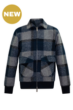 Navy And Grey Check Knit Jacket