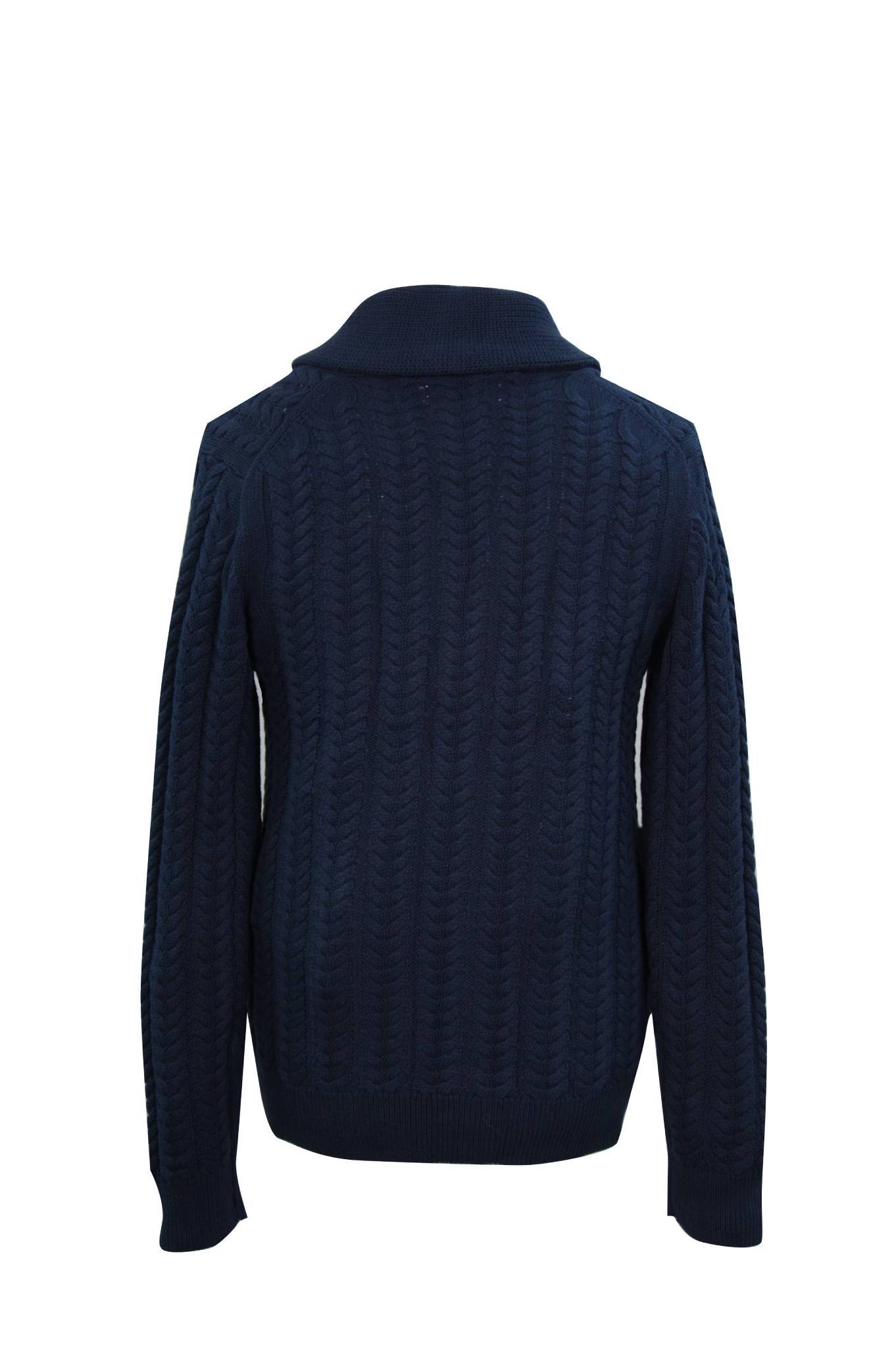Navy Shawl Cable Cardigan