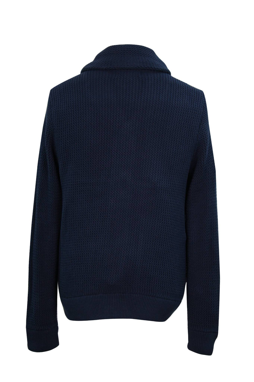 Navy Shaker Shawl Collar Cardigan