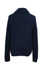 Navy Shaker Shawl Collar Cardigan