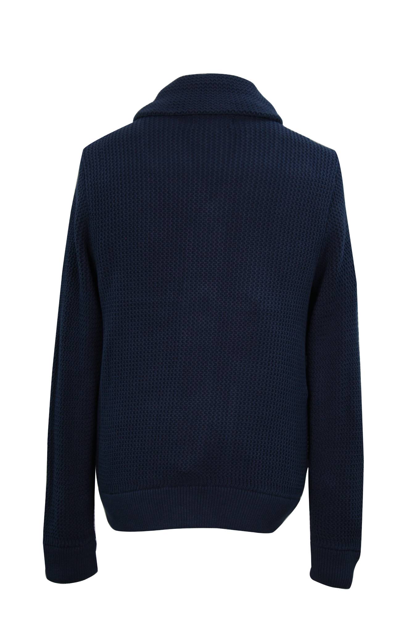 Navy Shaker Shawl Collar Cardigan