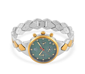 WILLIAM HUNT Japan Movt. Green Dial 5 ATM Water Resistant Moissanite Watch with Stainless Steel Chain Strap