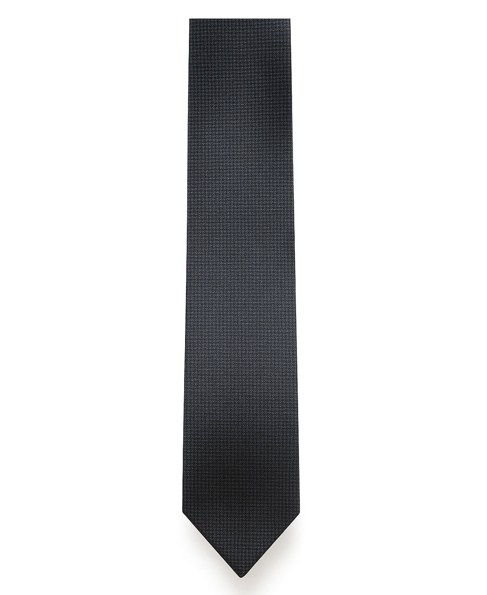 Black and Grey Textured Pattern Silk Tie
