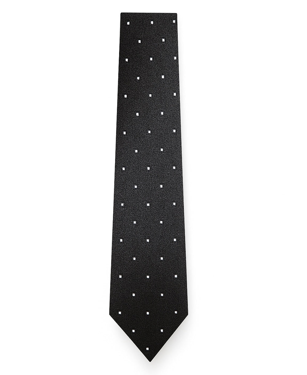 Black With White Square Dot Silk Tie