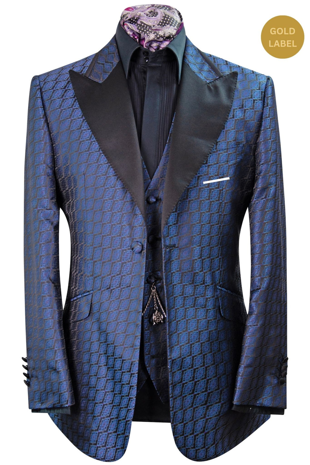 The Kensley Navy and Black with Subtle Purple Accents Dinner Suit
