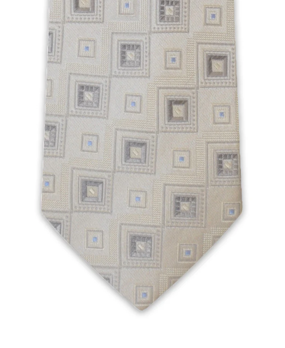 Silver Square Silk Tie