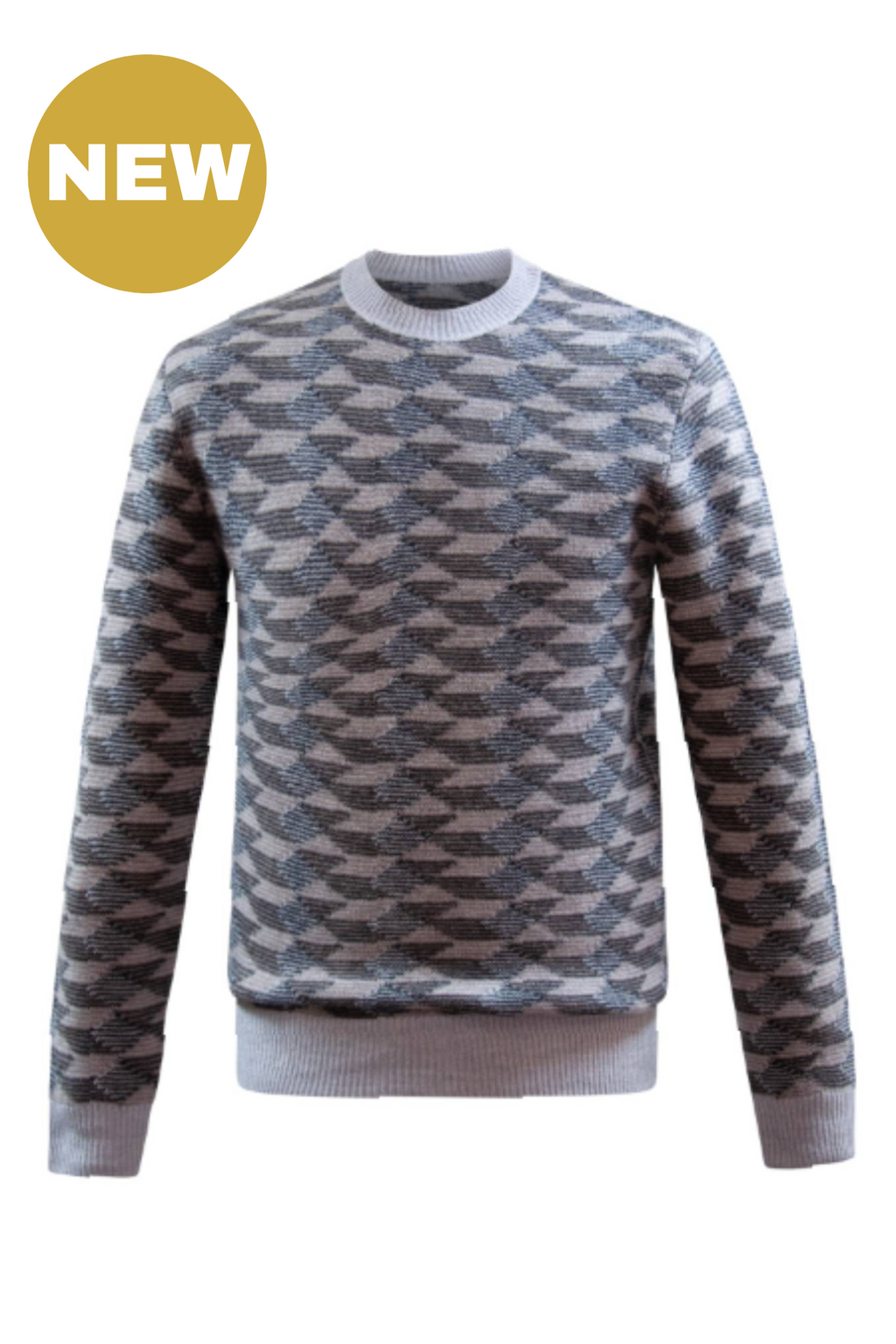 Grey Merino Wool Jacquard Jumper