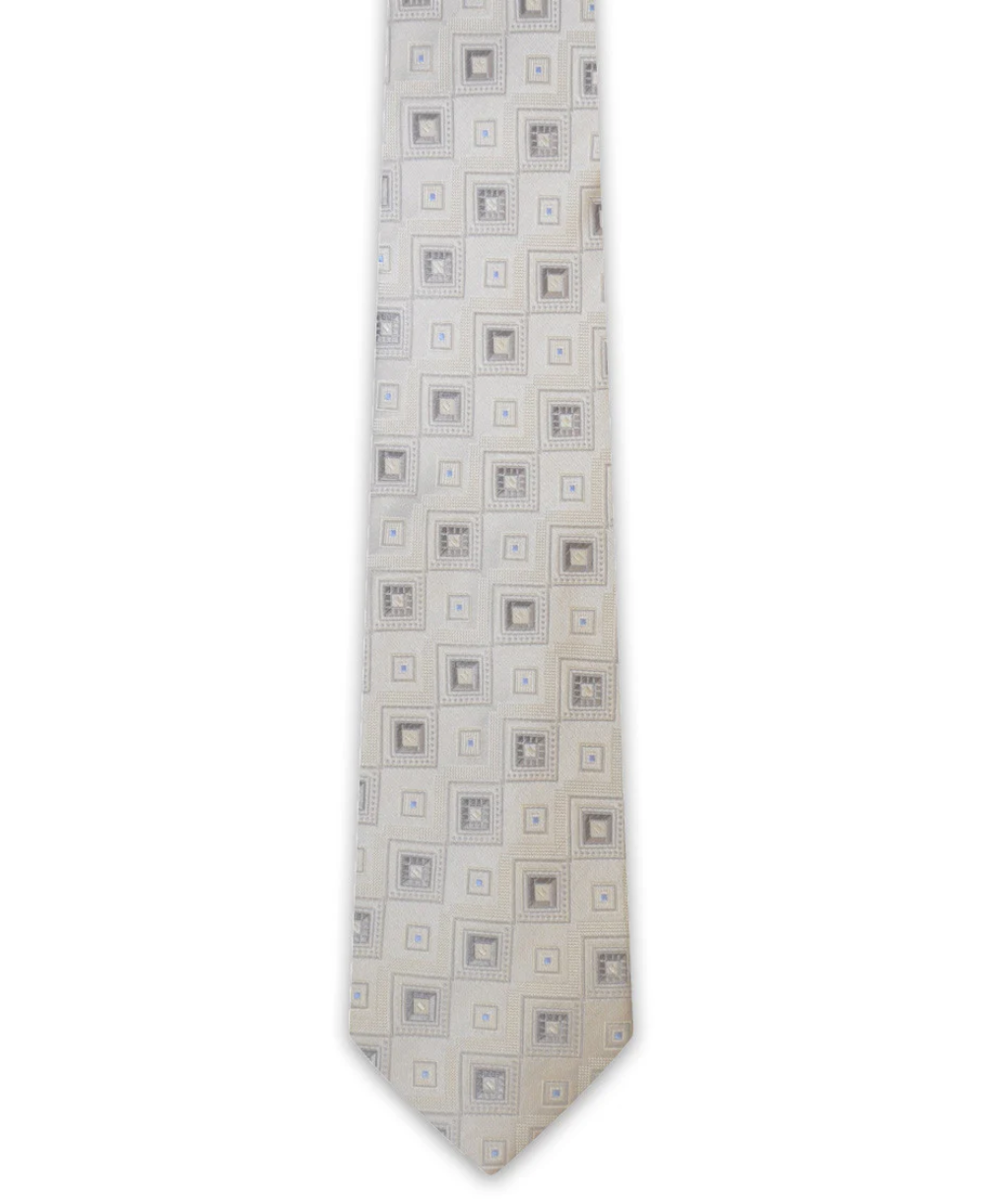 Silver Square Silk Tie
