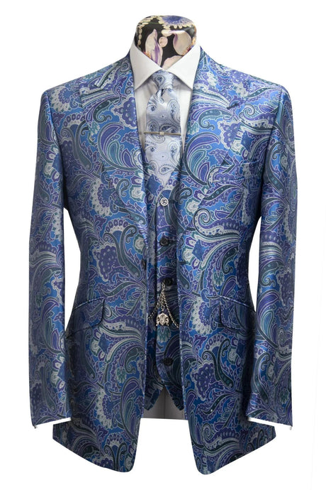 The Jarvis Blue Floral Paisley Suit