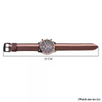 Brown and Pink Leather Strap Stainless Steel Watch