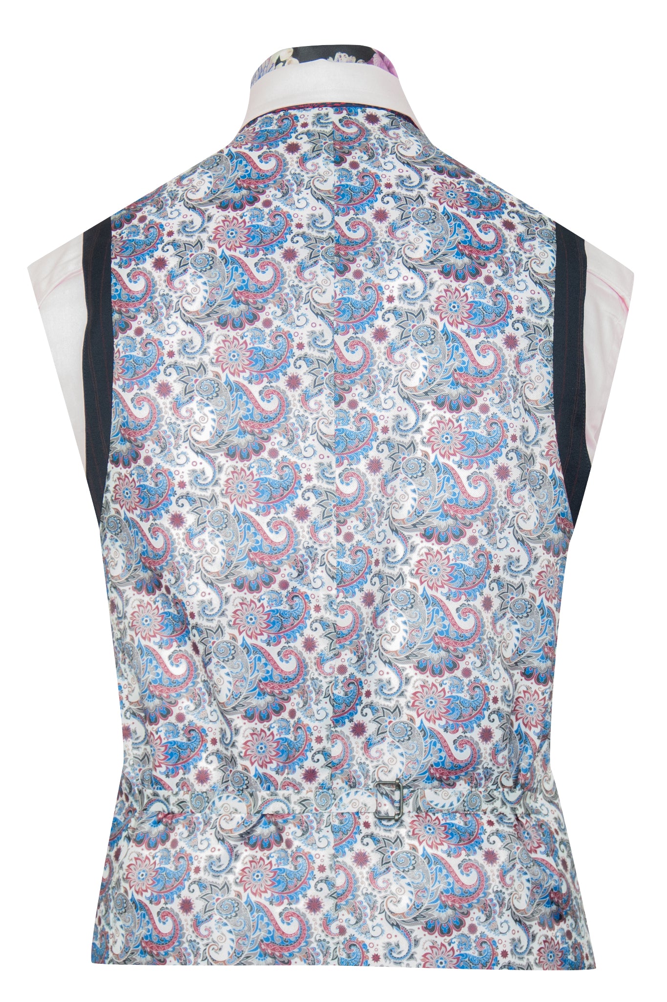The Chancery Navy Blue Self Stripe Suit Back Waistcoat