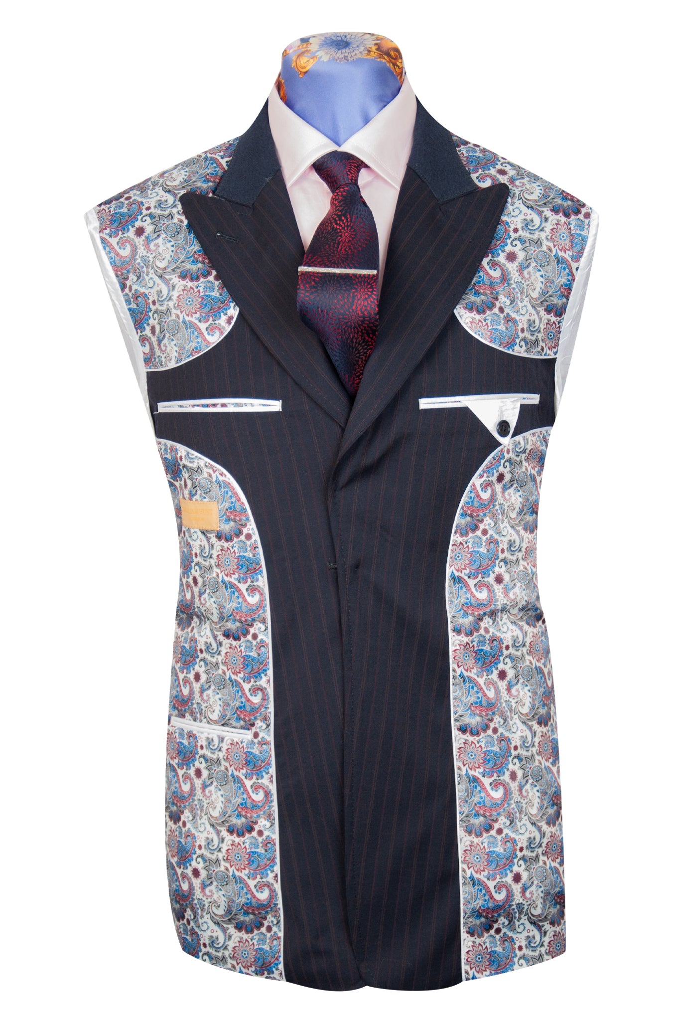 The Chancery Navy Blue Self Stripe Suit Lining