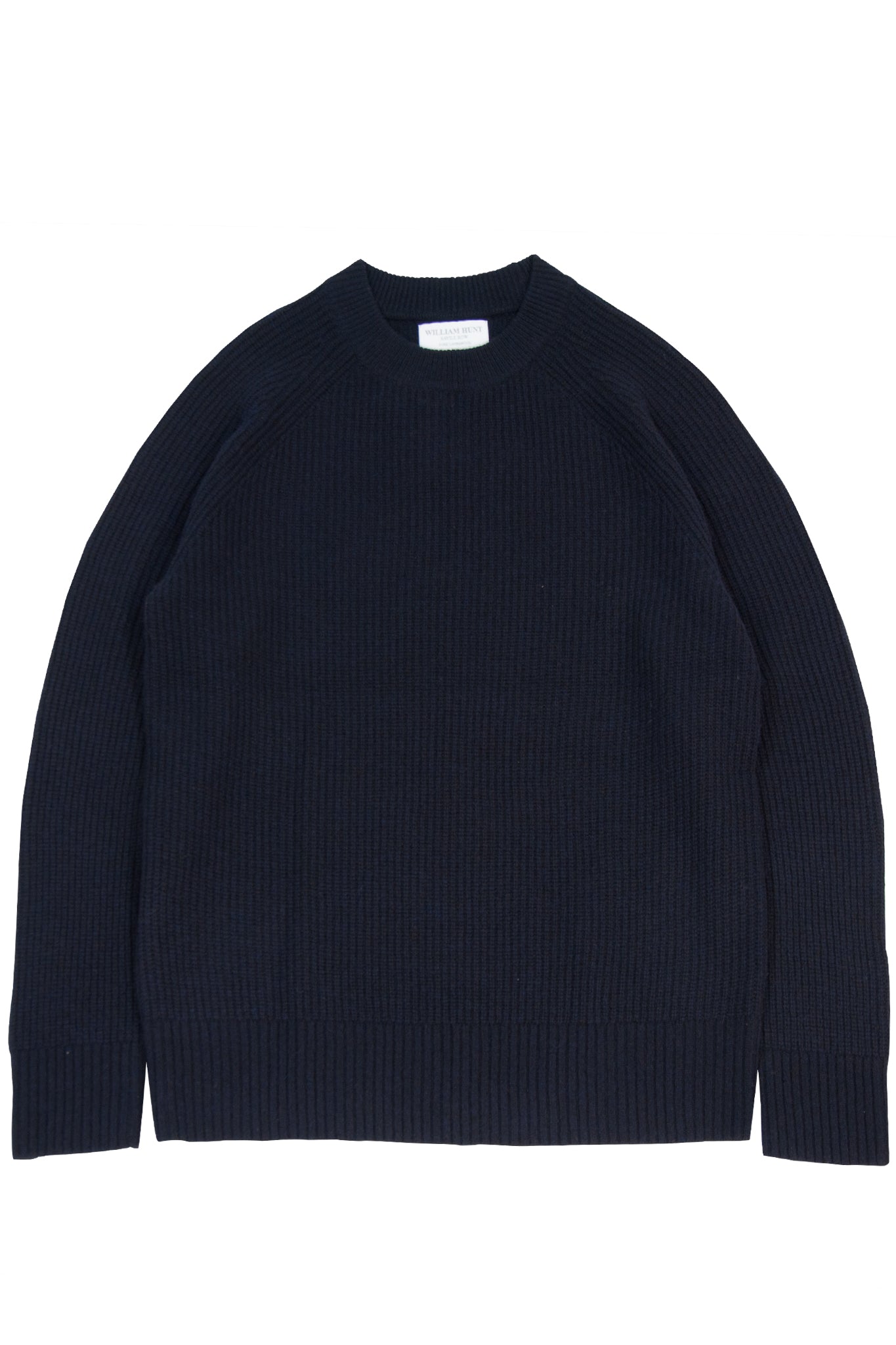 Navy Lambswool Crew Neck Sweater – William Hunt Savile Row