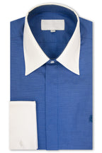 Blue With Light Blue Lines Forward Point Collar Shirt