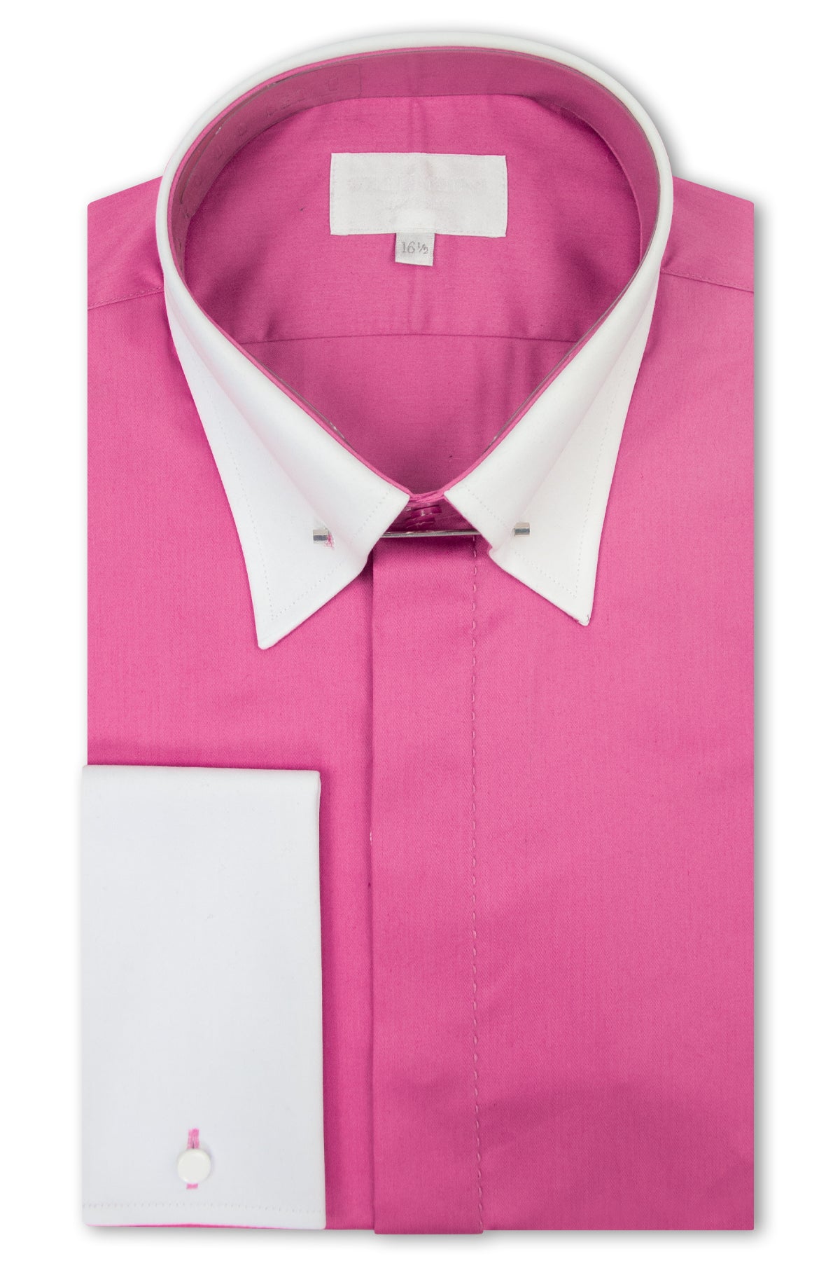 Fuchsia Pink Contrasting Pin Point Collar Shirt