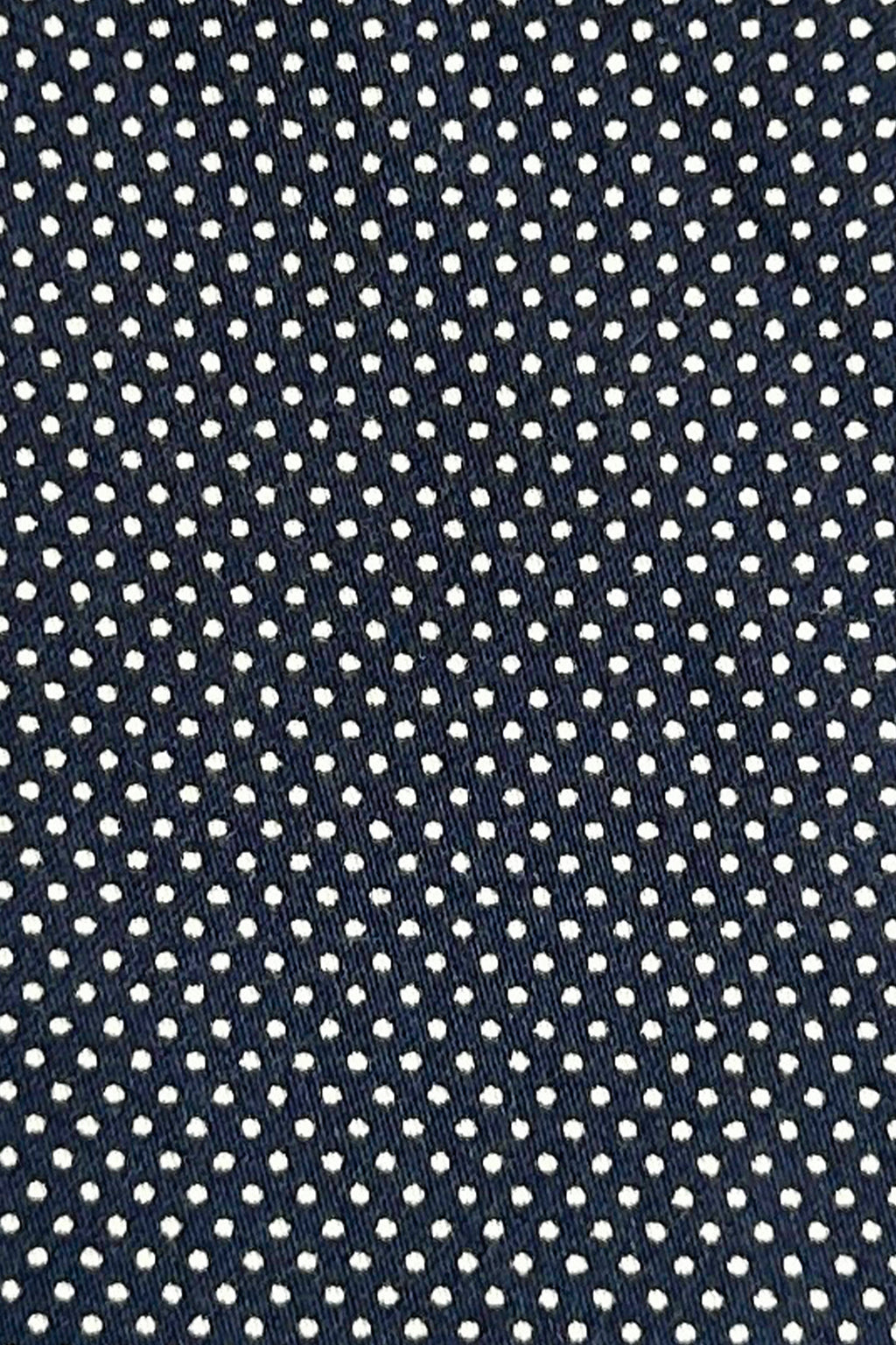 Navy Contrasting Pin Dot Round Collar Shirt Close up