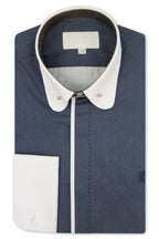 Navy Contrasting Pin Dot Round Collar Shirt