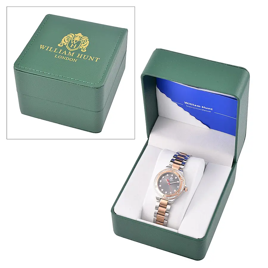 William Hunt Miyota Japanese Movement Moissanite Studded Rose Gold