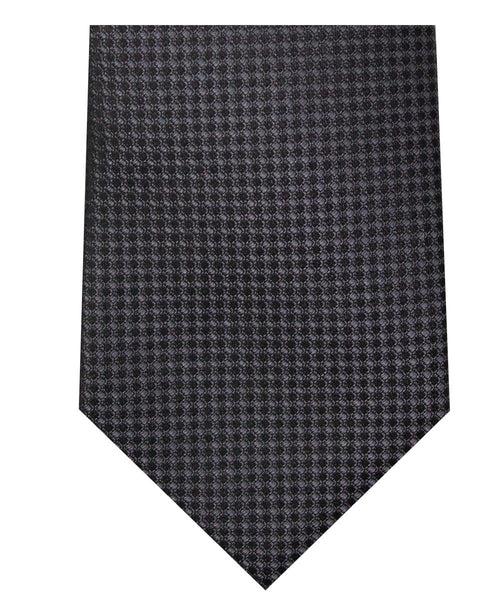 Black and Grey Block Waffle Weave Silk Tie Close Up