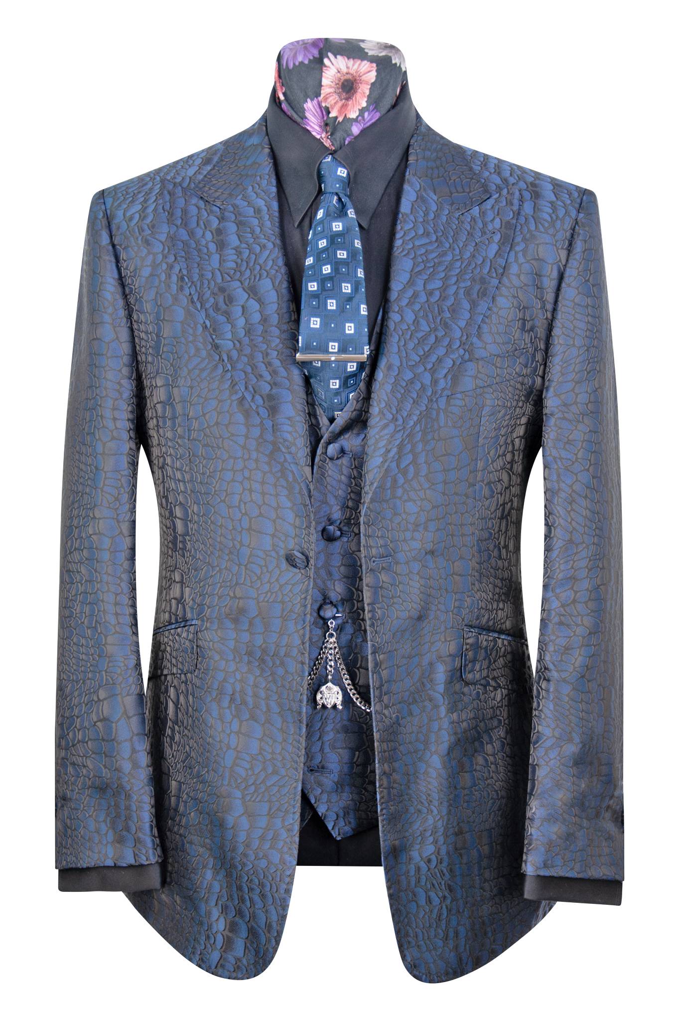 The Ravensbury Navy and Black Pattern Suit