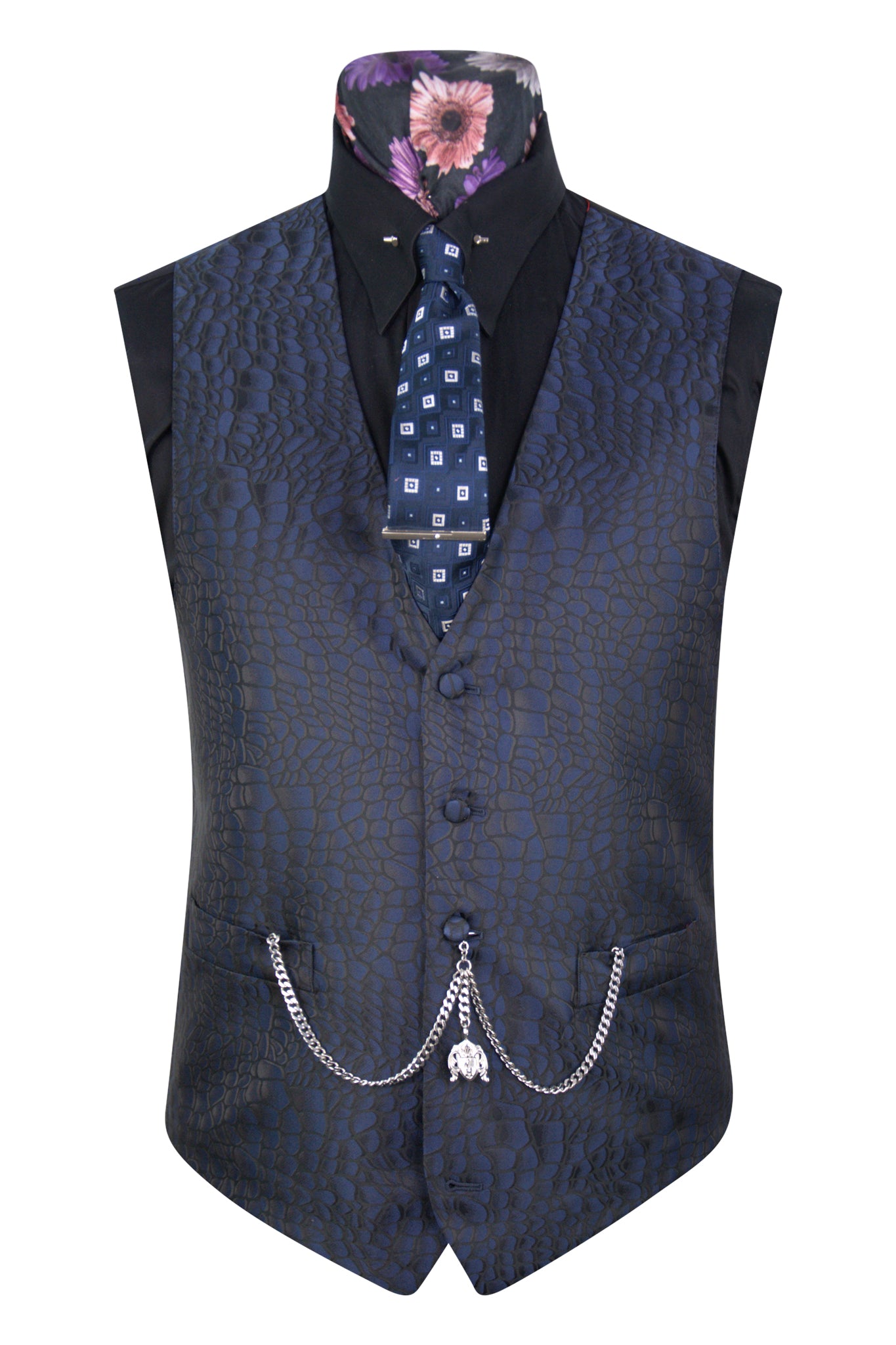 The Ravensbury Navy and Black Pattern Suit