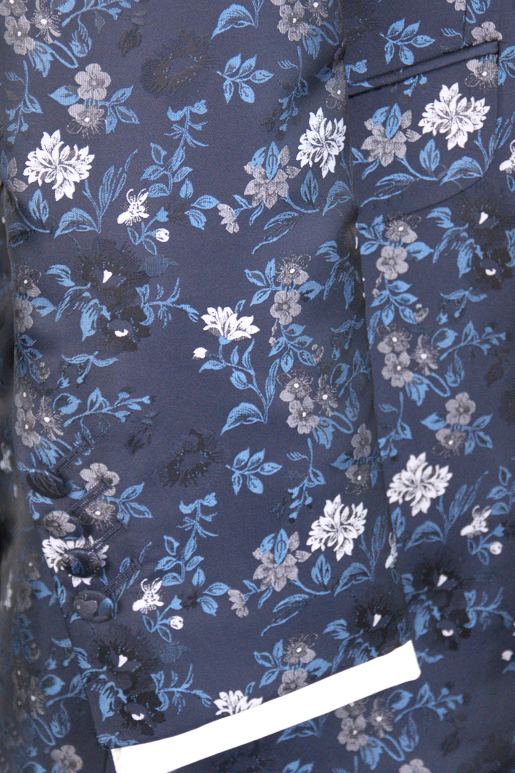 The Belgrave Navy with Light Blue Floral Suit