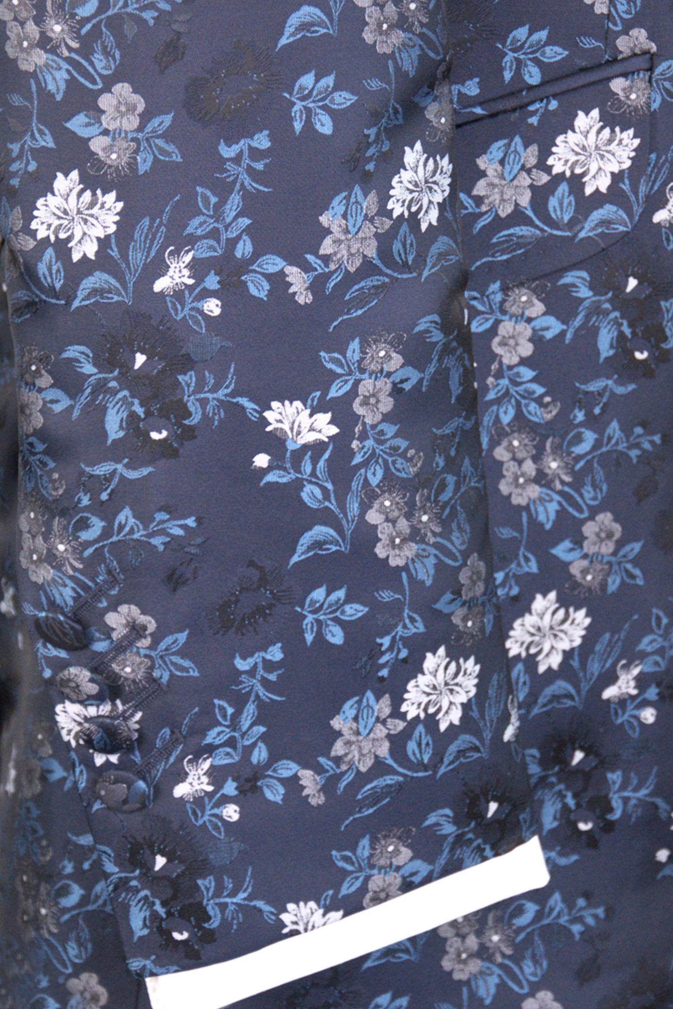 The Belgrave Navy with Light Blue Floral Suit
