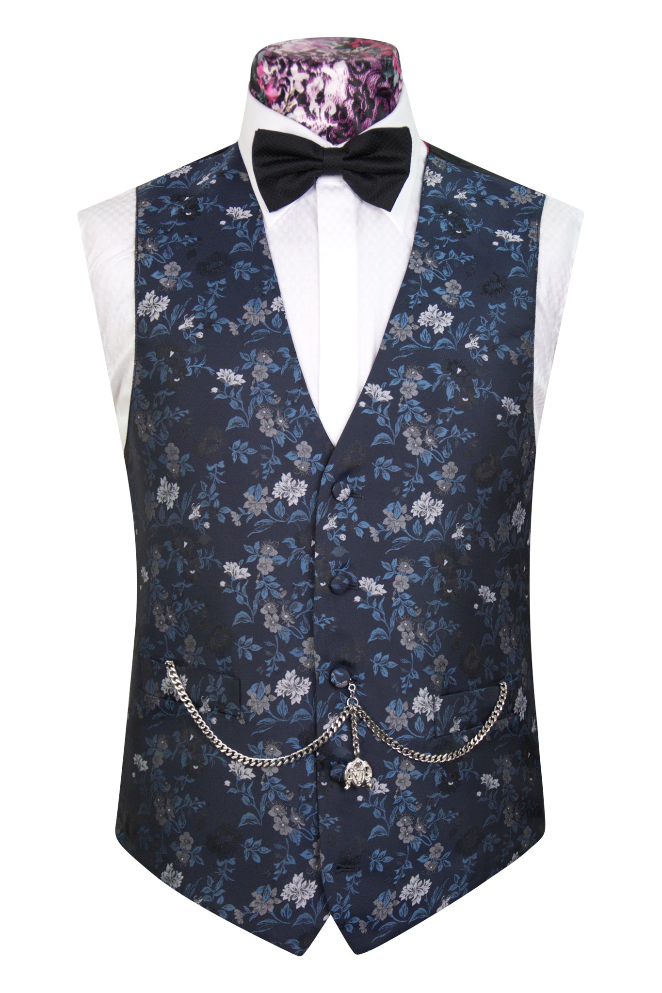 The Belgrave Navy with Light Blue Floral Suit