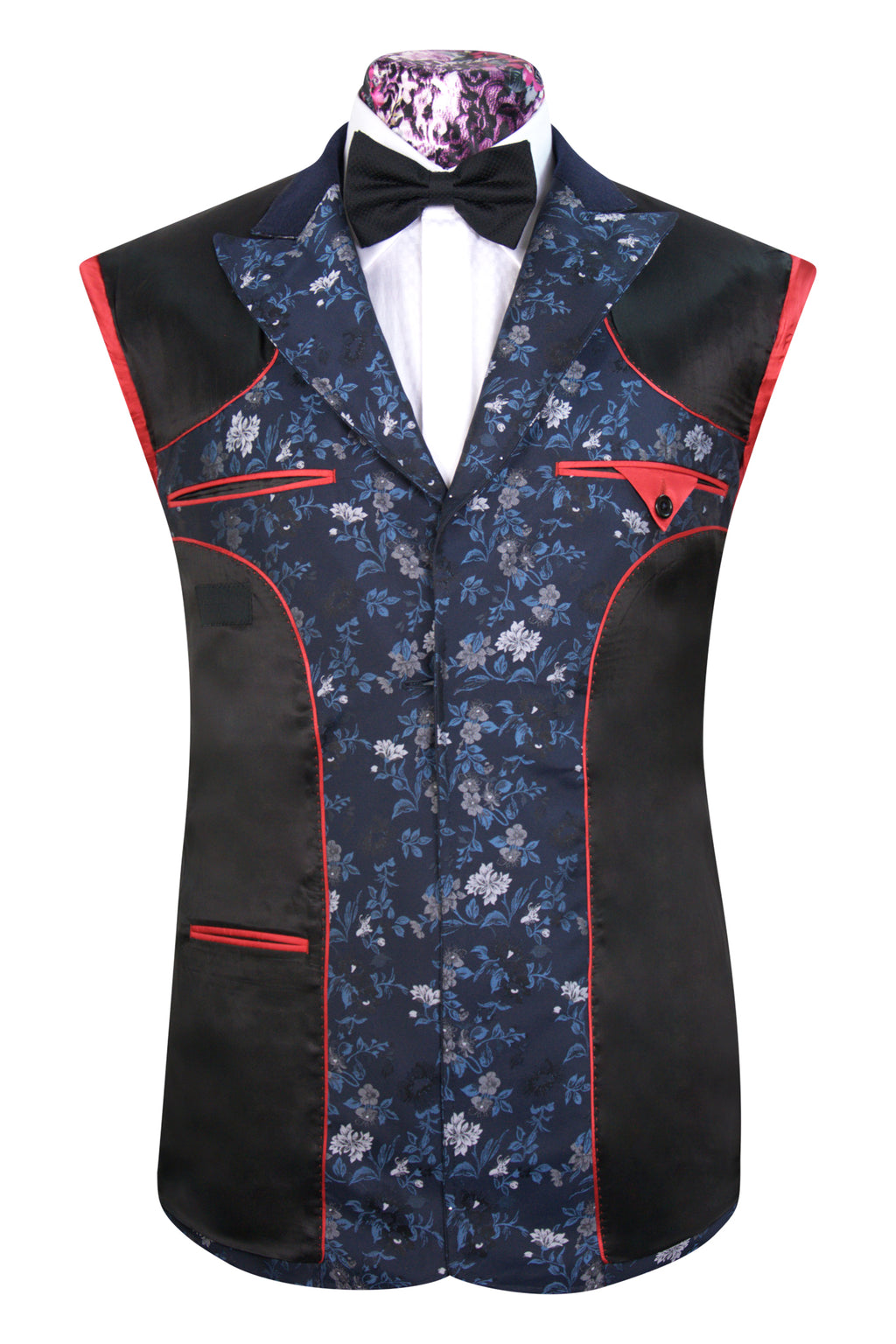 The Belgrave Navy with Light Blue Floral Suit