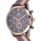 Brown and Pink Leather Strap Stainless Steel Watch