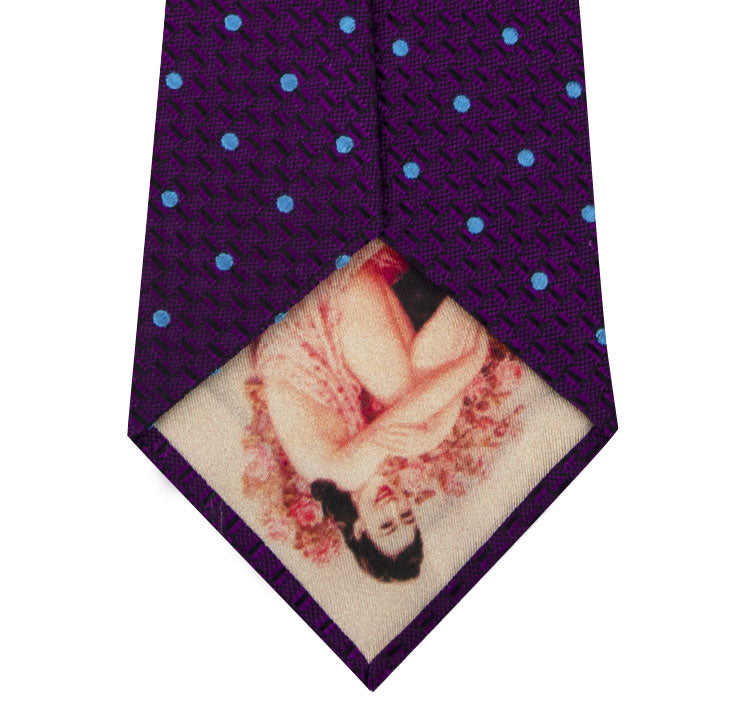 Purple and Blue Polka Dot Silk Tie Back