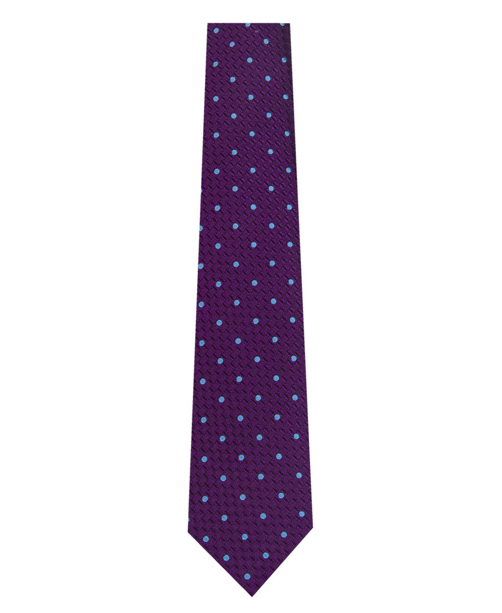 Purple and Blue Polka Dot Silk Tie Long