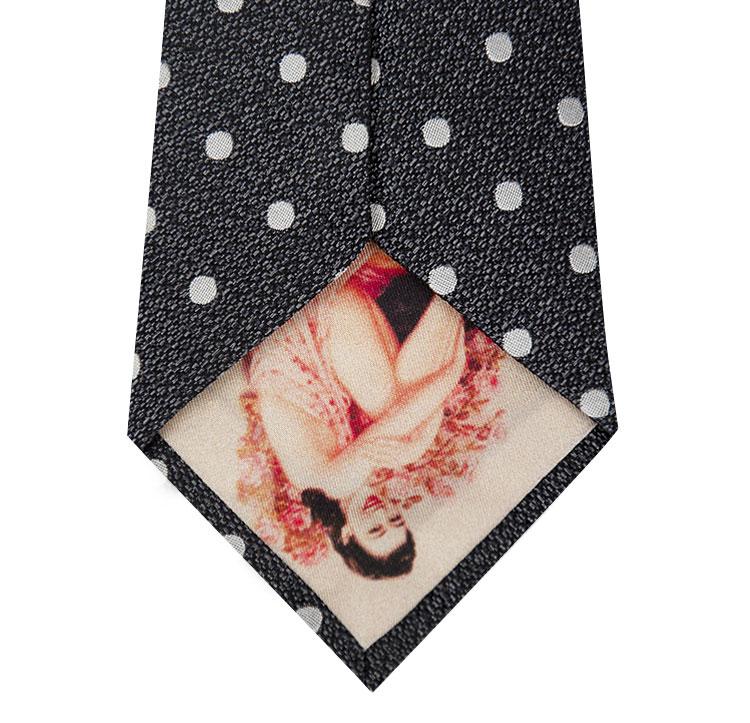 Silver and White Polka Dot Silk Tie Back